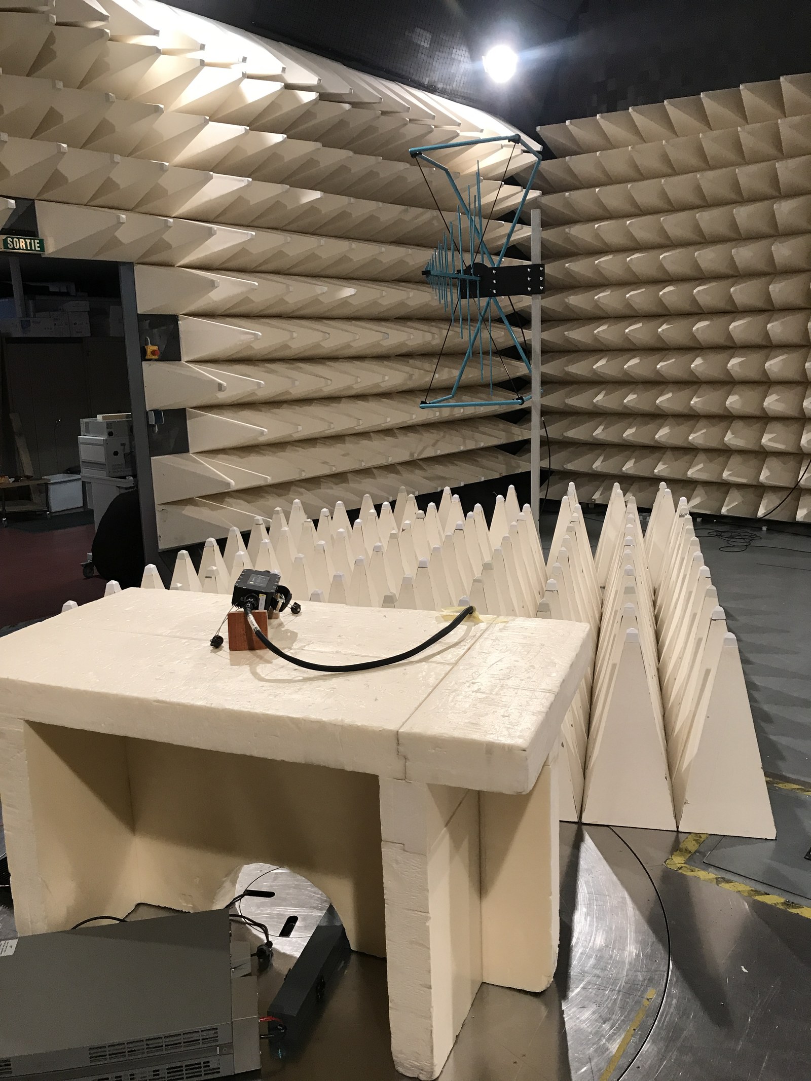 Chambre CEM - câbles fibre optique