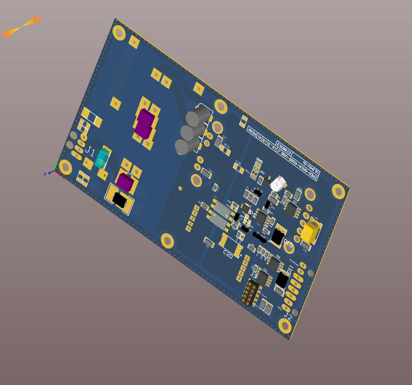 Rendu 3D d'une carte électronique